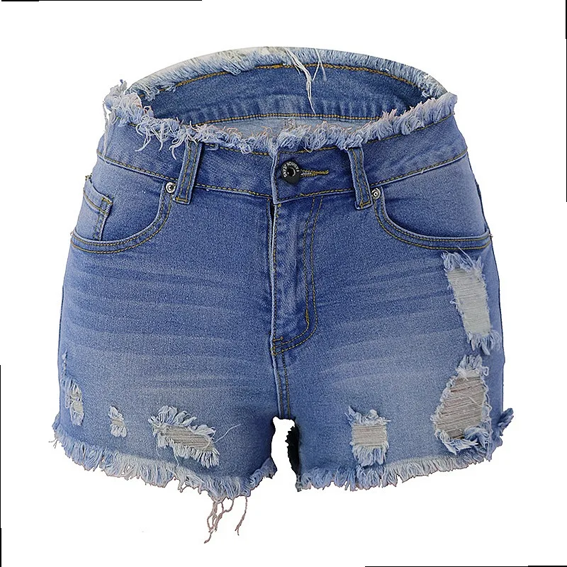 Stretchy Ripped Jeans for Women Zip Fringe Denim Pants Spring Summer Jumpsuit Playsuit