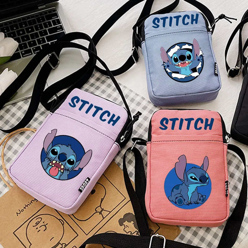 Disney Stitch Women Shoulder Bag Cartoon Girl Mini Phone Pocket Kawaii Lady Casual Crossbody Bags Birthday Gifts