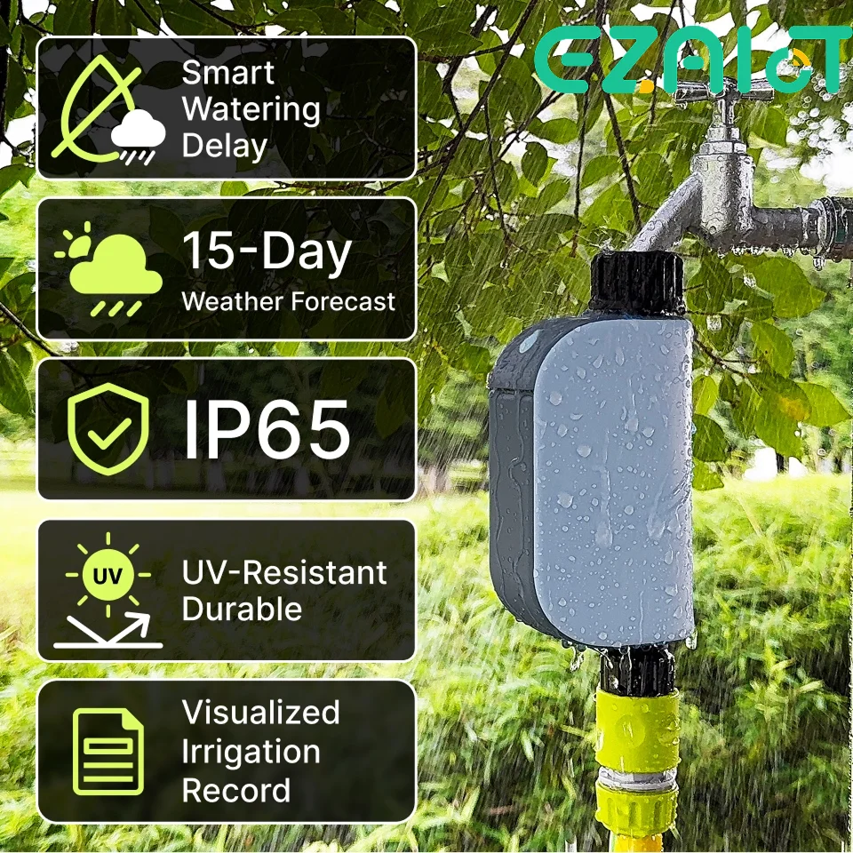 Minuteur d'arrosage intelligent Wi-Fi Tuya, système d'irrigation automatique à distance par goutte-à-goutte, contrôleur d'eau à piles, commande vocale Alexa Google Home Yandex Alice
