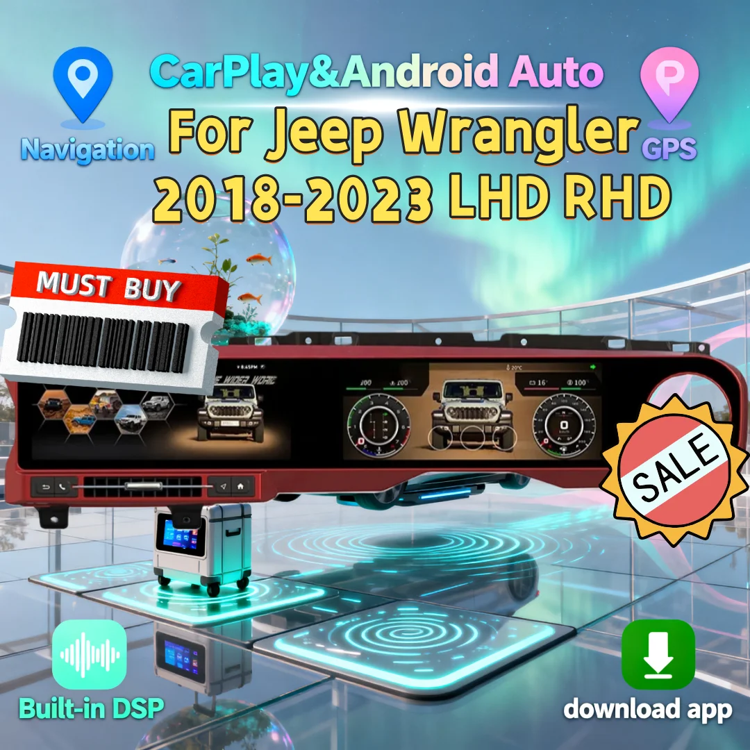 

Auto Speedometer Dashboard Radio CarPlay For Jeep Wrangler 2018-2023 Android Multimedia Car Radio Player LHD RHD Head unit GPS
