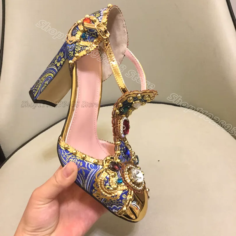 Crystal Decor sandali stile retrò fibbia alla caviglia tacchi a spillo poco profondi vestito estivo partito scarpe da donna 2024 Zapatos Para Mujere