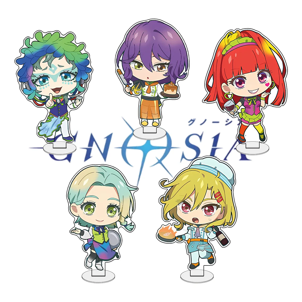 GNOSIA 10cm Acrylic Stand Keychain Raqio and Setsu Cute Waiter Uniform Game Desk Ornament Give to a friend Gift