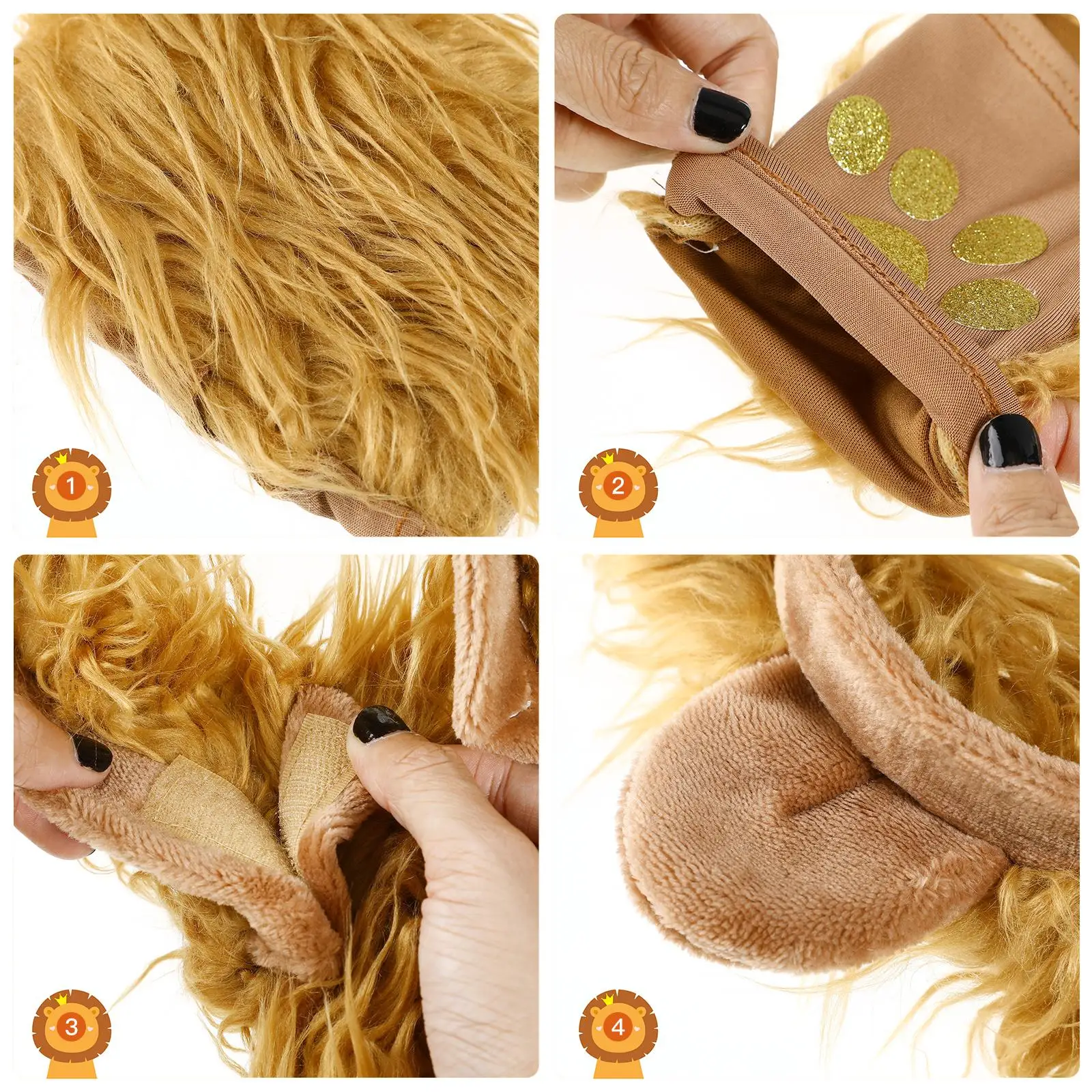 أزياء الهالوين العائلية الدعائم طفل الأسد للأطفال آذان الحيوان عقال ملكة جمال