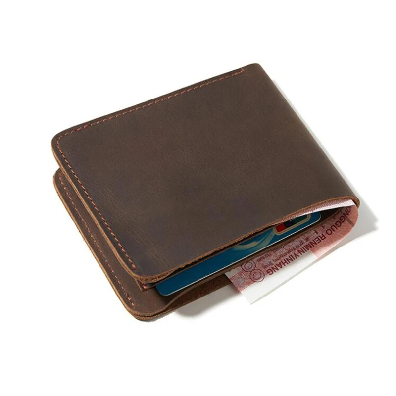 100% Full Cow Genuine Leather Wallet Men Simple Design Handmade