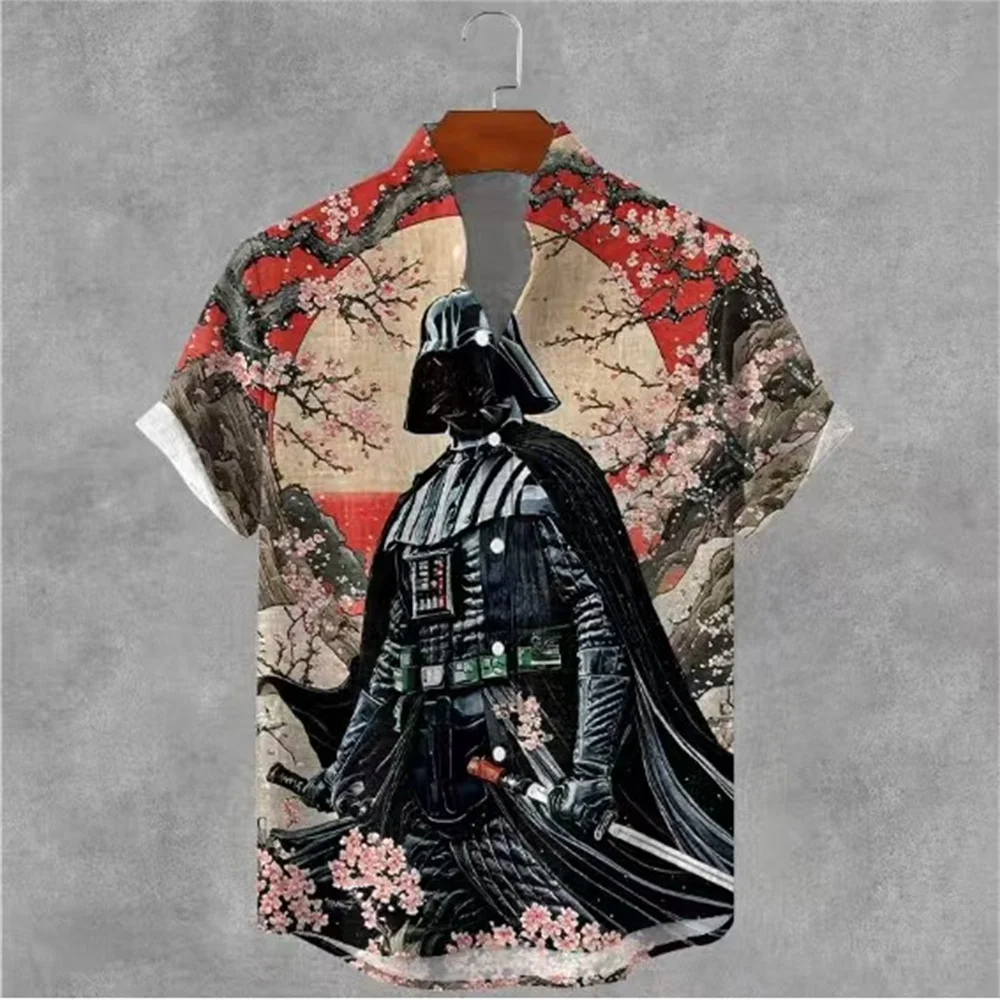 Men's shirt printed lapel summer short-sleeved Hawaiian simple new daily vacation breathable casual comfortable shirt