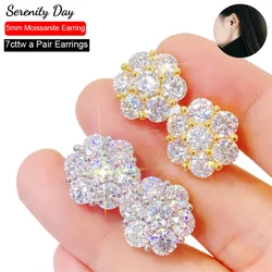 Serenity 7ct Big Moissanite Screw Earrings For Women Wedding Gift 100% S925 Sterling Silver Plated 18K Earrings Fine Jewelry GRA