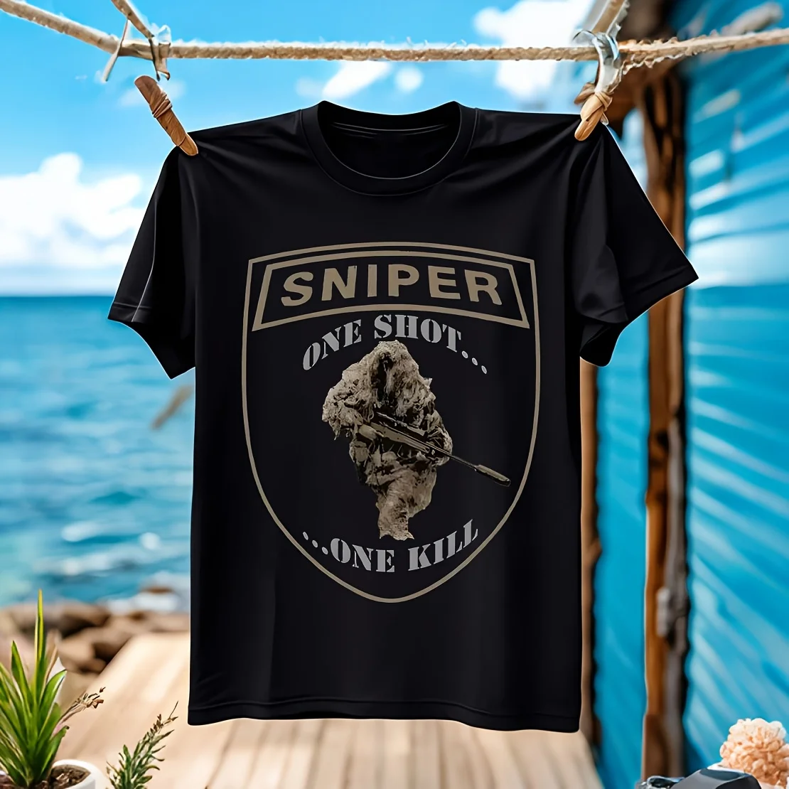 Мужская футболка One Shot One Kill Specia Force Sniper, 100% хлопок, повседневная, дышащая, удобная, для занятий спортом, доступна в вариации