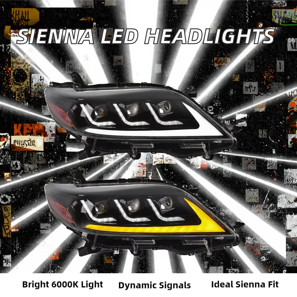 ee-LED Headlight Assembly for Toyota Sienna 2011-2020 - Sequential Flow Turn Signal LED DRL Upgrade