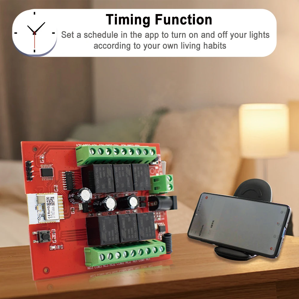 6/8-Kanal WLAN-Heimrelaismodul & Drahtloser RF433-Fernbedienungsempfänger Kompatibel mit Google Home Alexa Tuya APP-Steuerung