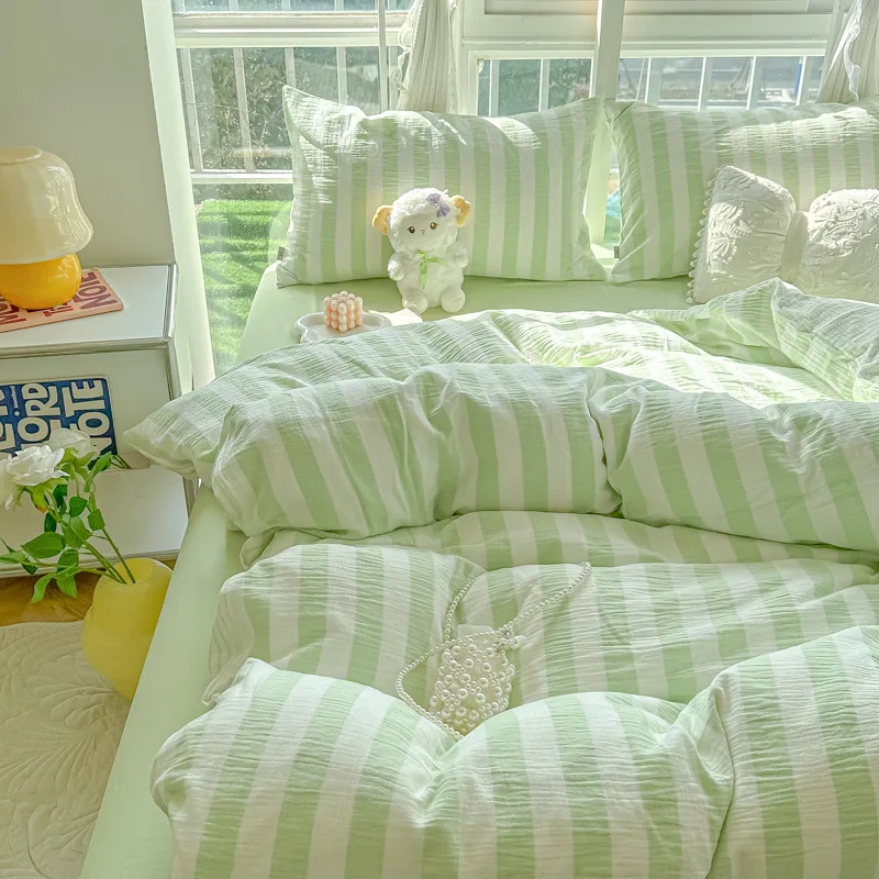 2026 Bedding Set with Quilt Cover Sheet Pillowcase King Queen for Home Bedroom Decoration for Student Dormitory Duvet Cover Set