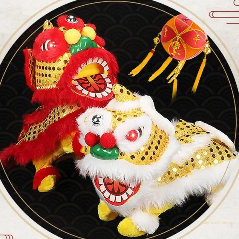 Y4UD Lion Dance Electronic Gift Plush Animal Dancing Toy Children’s Favor Table Decor