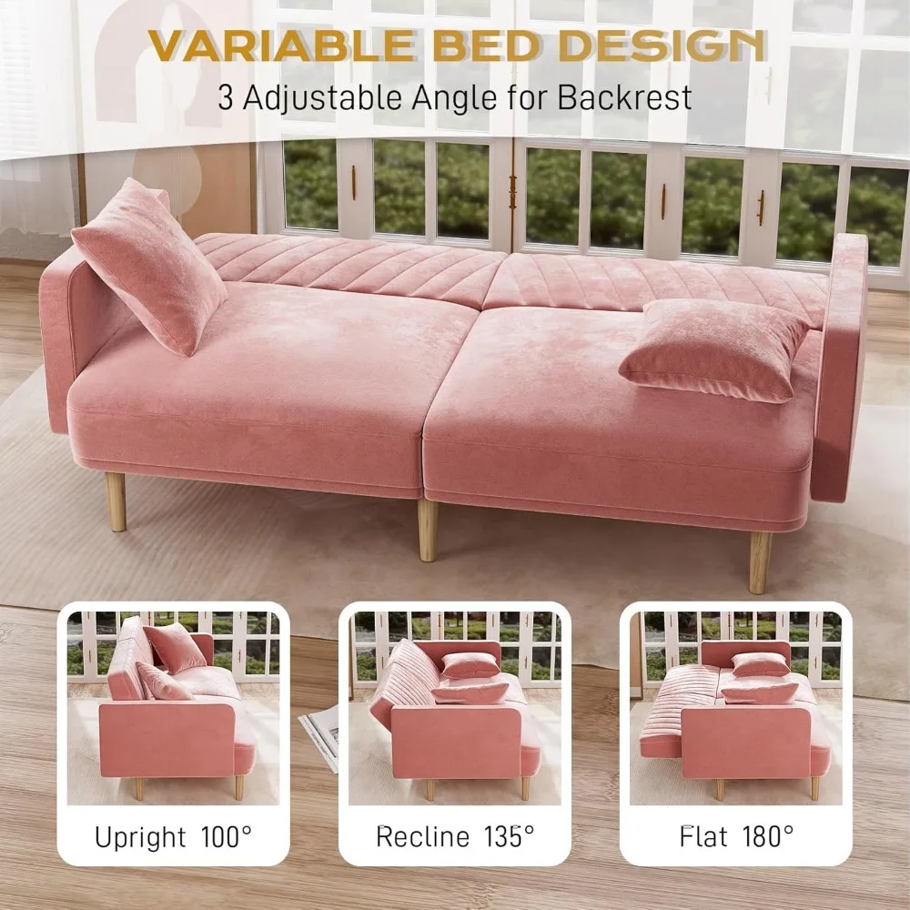 Futon Sofa Bed, Modern Small Couch, 75