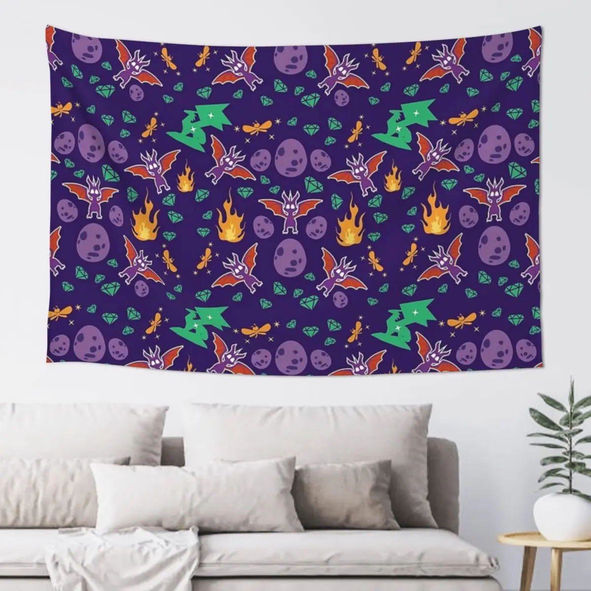 Spyro Pattern Tapestry Hippie Wall Hanging Aesthetic Home Decor Tapestries for Living Room Bedroom Dorm Room