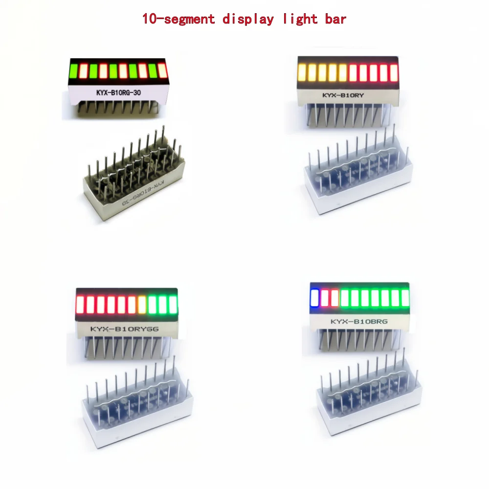 10pcs Multi-Color LED Display Bargraph Light 10 Segments Red Blue Yellow White Green Single Color Battery Level Bar Graph DIY