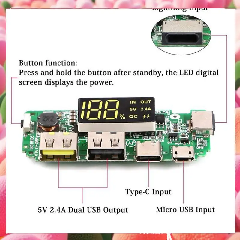 

Светодиодный двойной USB 5 В 2,4 А Micro/Type-C USB мобильный аккумулятор 18650 зарядный модуль плата зарядного устройства для литиевой батареи 6 шт.-ABJU
