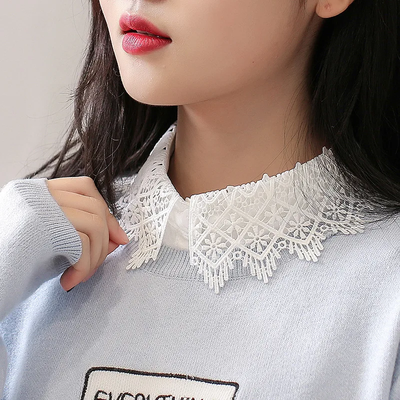 

Linbaiway 2023 Female Shirt Fake Collars Vintage Detachable Collar False Collar Lapel Blouse Top Tie Clothese Accessories