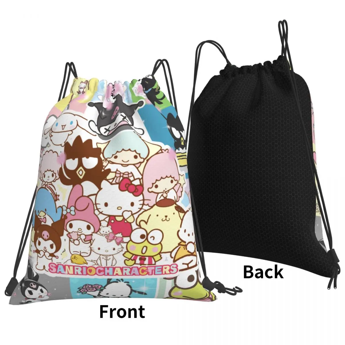 Drawstring bag Storage Portable Handbags Sanrio Hello Kitty Melody Kuromi Grocery Shopping Shoulder bags foldable Travel Bag