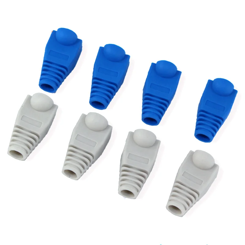 Tapas RJ45 para conectores de Cable de red Ethernet, funda protectora, azul y gris, Cat 5, Cat5a, Cat6, RJ45, 10 unidades