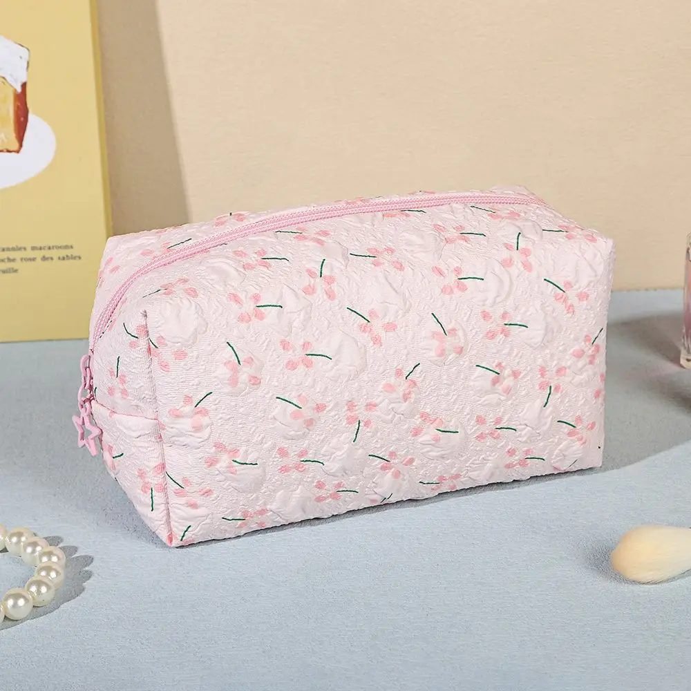 

Children's Gift Korean Style Floral Cosmetic Bag INS Large Capacity Portable Makeup Bag Soft Casual Stationery Storage Bag Women