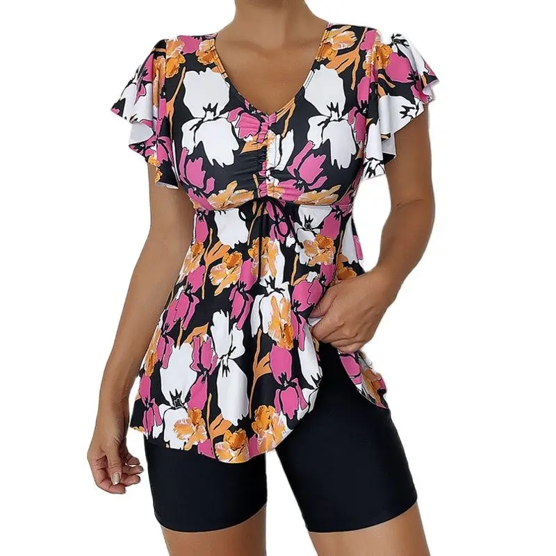 Verão roupa de banho plus size feminino maiôs grandes conjuntos tankini beach wear fatos de banho de duas peças piscina esportes feminino terno de