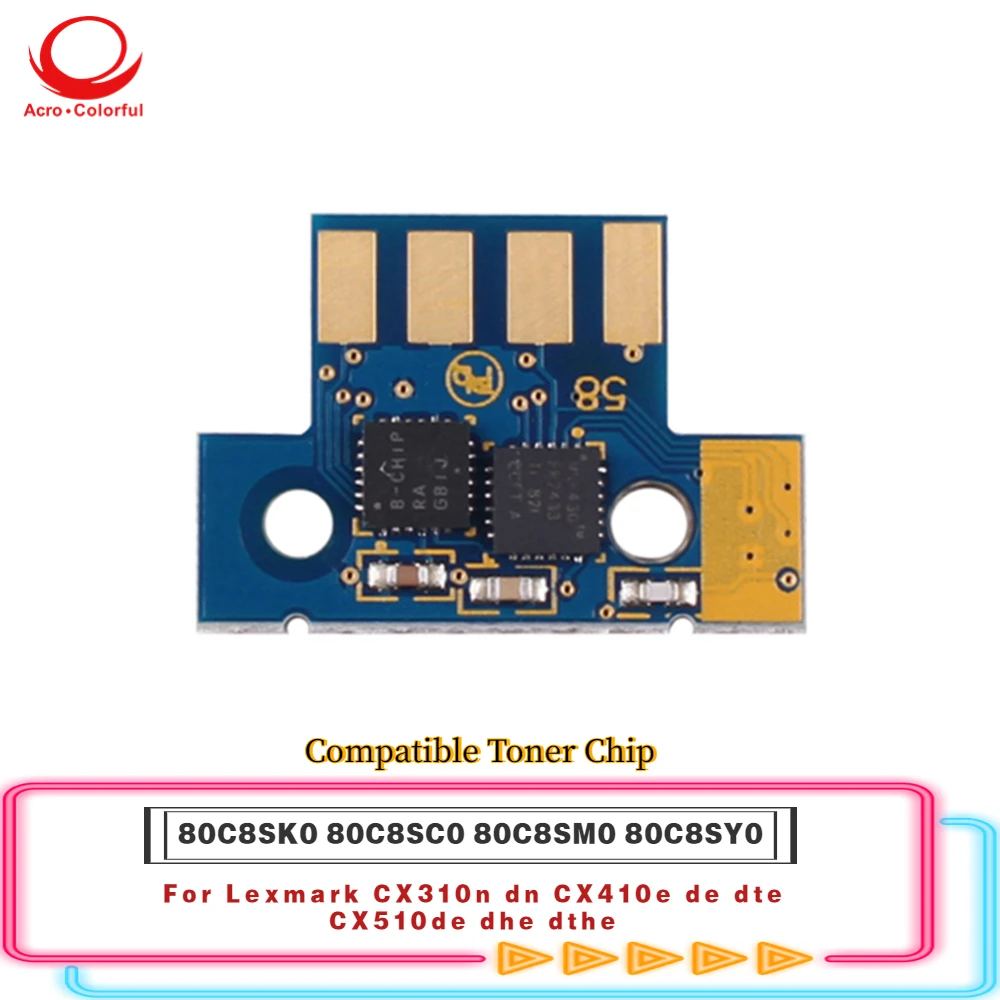 

CX310n Compatible 80C2SK0 80C1SK0 80C8SK0 80C8SC0 80C8SM0 80C8SY0 Toner Chip For Lexmark CX410e De Dte CX510de Printer 2K 2.5K