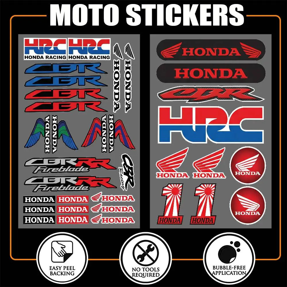 FOR HONDA Multi Scene Waterproof Reflective Scratch Cover Stickers Fit Auto Motorcycle Helmet Refrigerator
