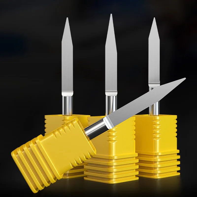 LIDIAO Extended Flat Bottom Engraver Bits 4mm Shank CNC Carving Router Cutters V Shape Milling Woodworking Tools