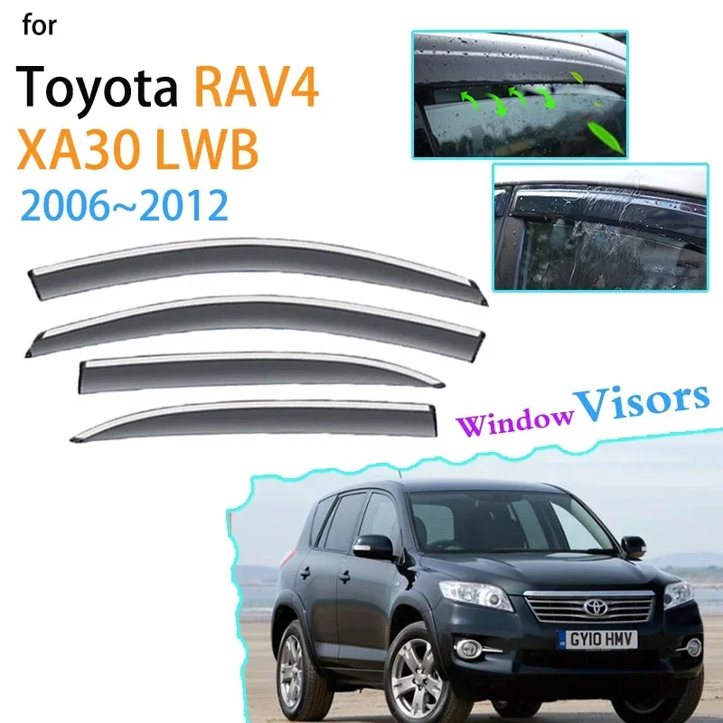 

Дефлектор для Toyota RAV4 XA30 Vanguard LWB 2006 ~ 2012 RAV 4, оконные козырьки, защита от солнца и дождя, защитные аксессуары для автомобиля