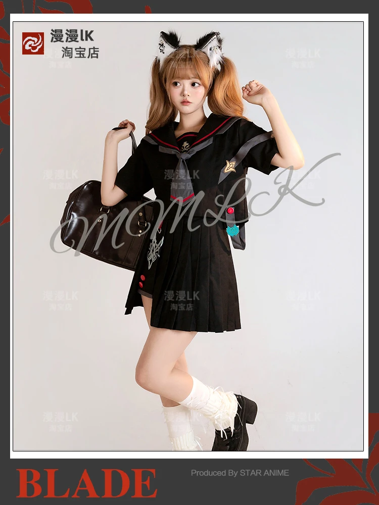 Honkai Star Rail Blade Cosplay T-Shirt Pleated Skirt Sailor Suit Set Costume JK Uniform Cute Girl Women