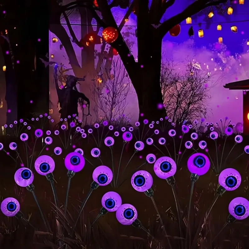 Halloween Outdoor Solar Eyeball Garden Lights Waterproof Purple Green Red LED Lawn Lights Yard Terraces Balcony Horror Decor