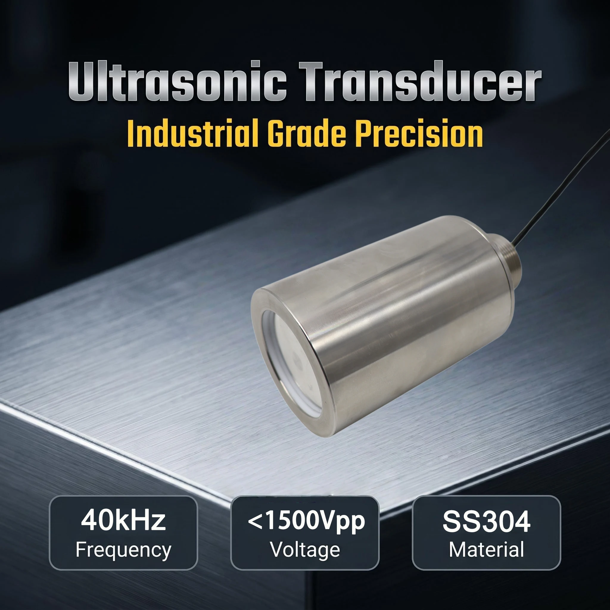 40kHz High Temperature Ultrasonic Transducer for Flue Gas Flow Monitoring, Stainless Steel Corrosion Resistant Ultrasonic Sensor