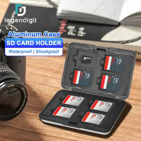 Aluminum Memory Card Case Portable 16 Slots Storage Holder for Drone SDHC MMC TF Cards Water-Resistant Micro SD Card Organizer