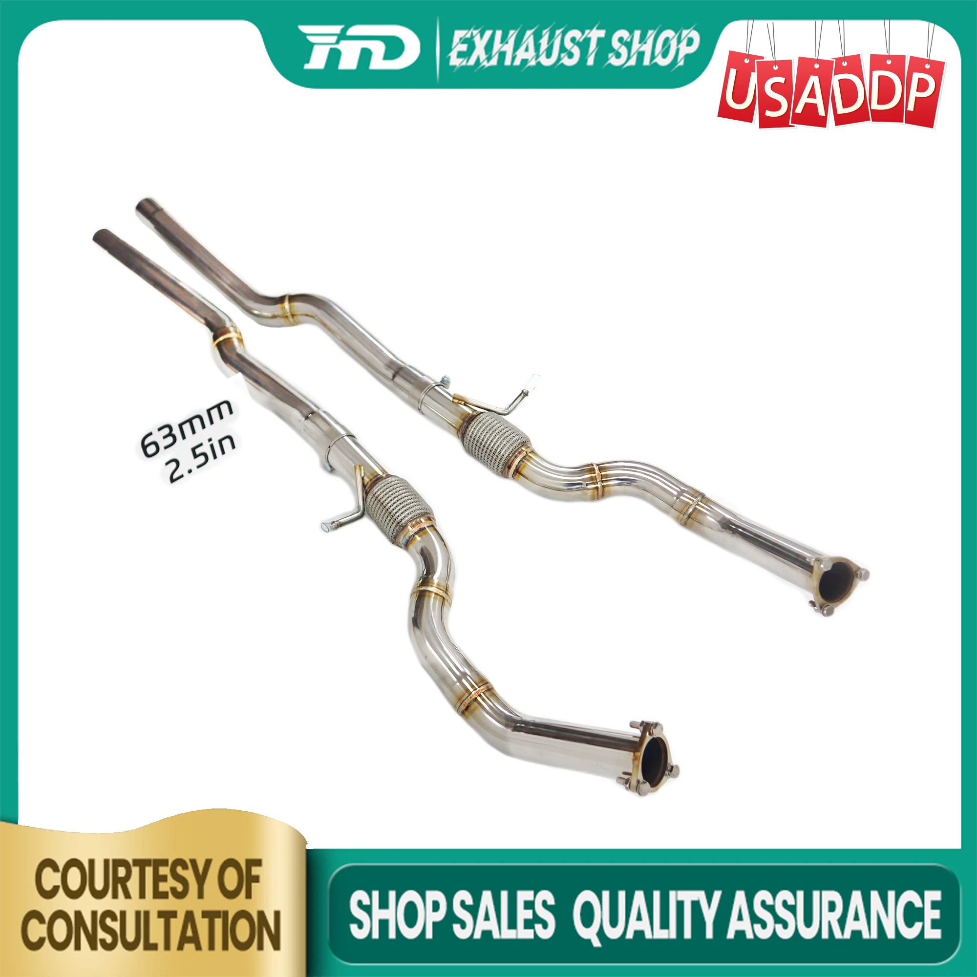 

SS304 Resonant Tube for Audi S8 D4 4.0T Exhaust system Non-destructive installation Handcrafted High precision