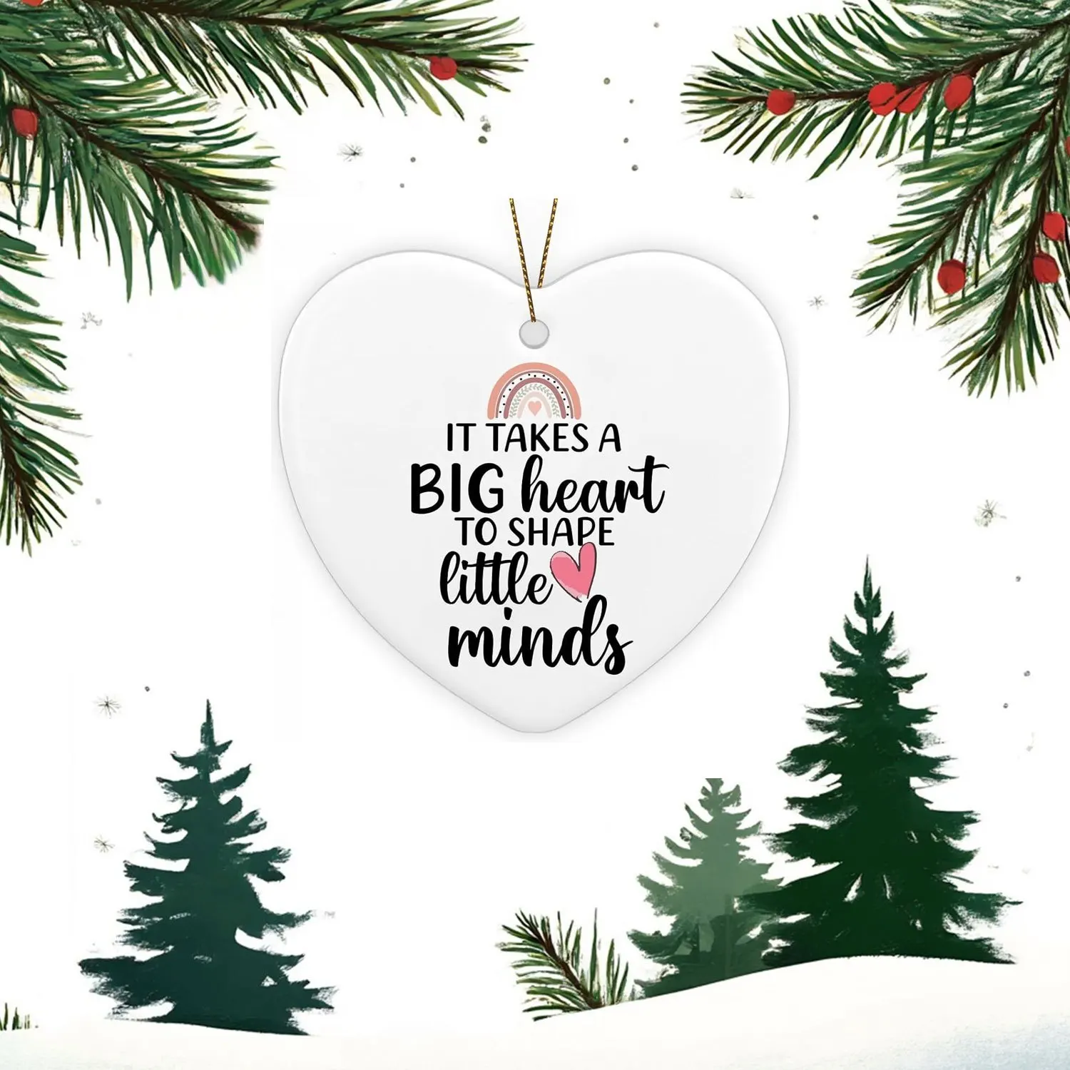 Conception plate 2D, 1 décoration acrylique en forme de cœur - 3,35 x 3,15 pouces cadeau d'appréciation pour enseignant