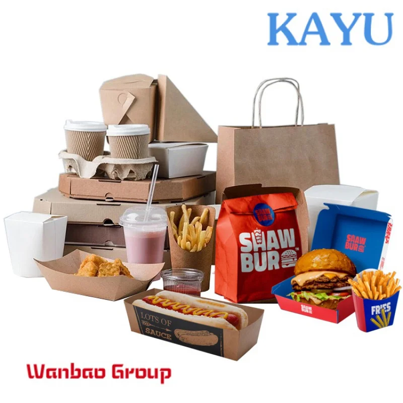 Custom  Custom design printed logo disposable mini cardboard corrugated  kraft lunch fries hot dog hamburger burger packaging pa