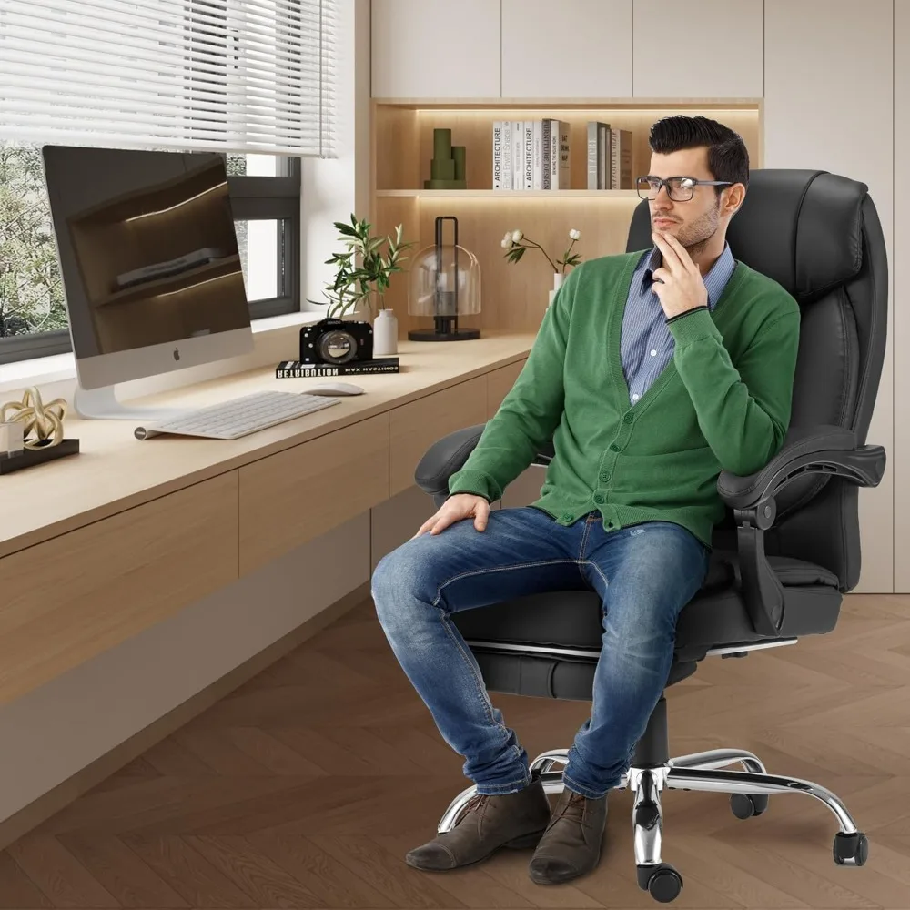 HOMREST كرسي مكتب تنفيذي للتدليك بأربع نقاط مع مسند للقدمين، كرسي مكتب للتدليك مع ساخن، كرسي مريح لـ