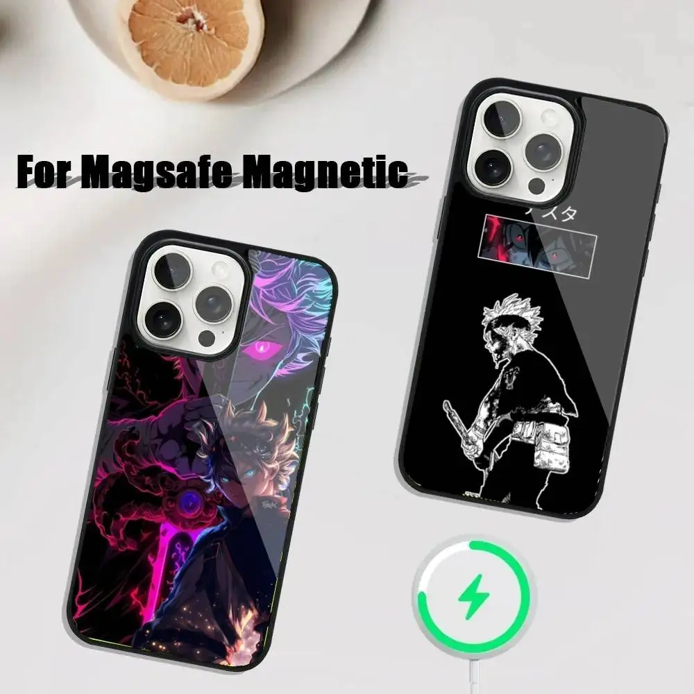 

B-Black Clover Asta Phone Case For iPhone 16,15,14,13,12,11,Plus,Pro,Max Mini Magsafe Magnetic Wireless Charging