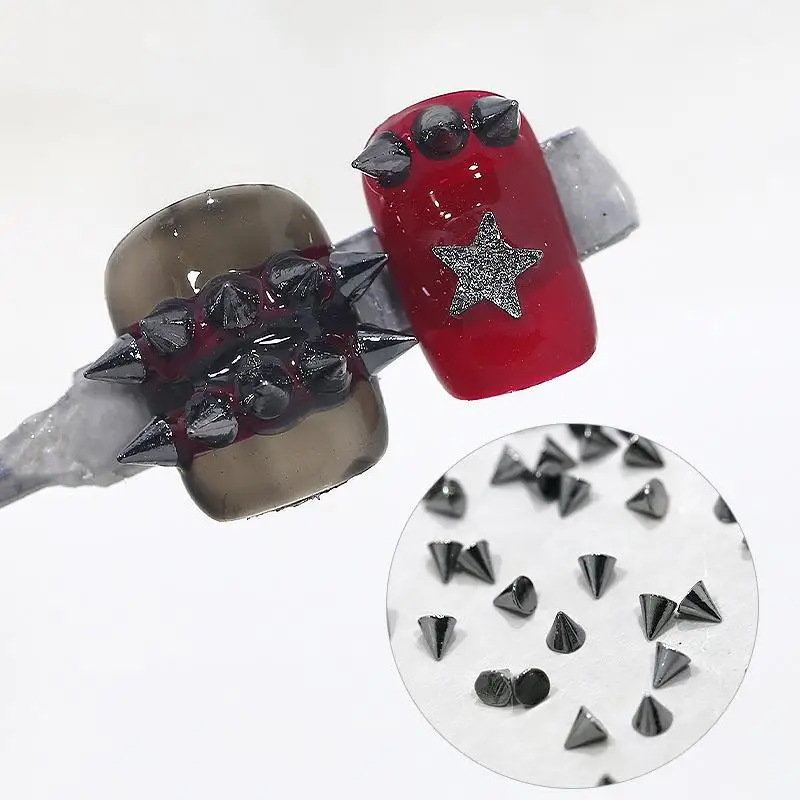 100/1000 قطعة جواهر الأظافر الديكور Crafts بها بنفسك الحرف مانيكير الشرير برشام معدني مسمار السحر 1.5/2/3 مللي متر مخروط أسود فضي الذهب ترصيع
