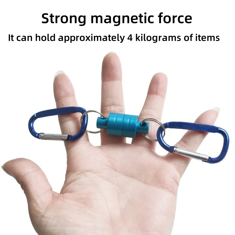 2 Stück Schnellverschluss-Schlüsselanhänger, magnetischer Anti-Verlust-Schlüsselanhänger für den Außenbereich, magnetischer Entriegelungshalter für Fliegenfischen, Magnet-Metallhaken, Schwarz – Detail 5