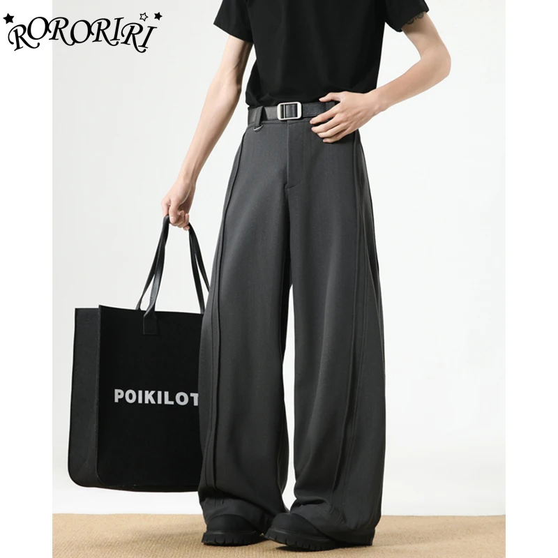 

RORORIRI Офисные брюки Cleanfit, американские винтажные серые, черные прямые брюки, официальные брюки, свободные брюки в пол