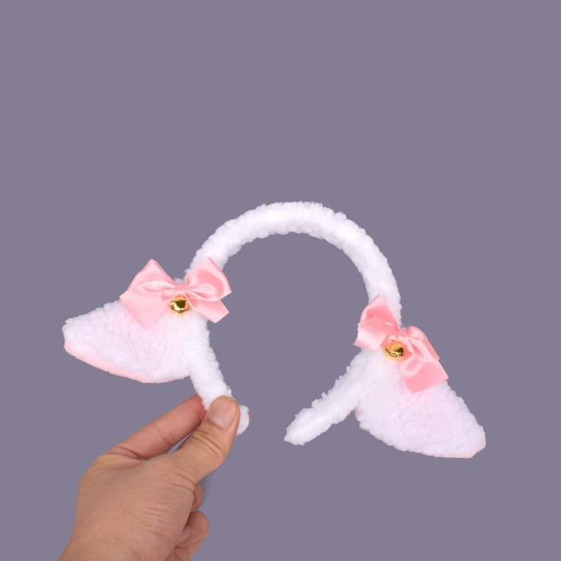 Sheep Dress up Costume Plush Ear Headband , Tail, Sheep Costume Accessories for Girl Halloween Christmas Cosplay