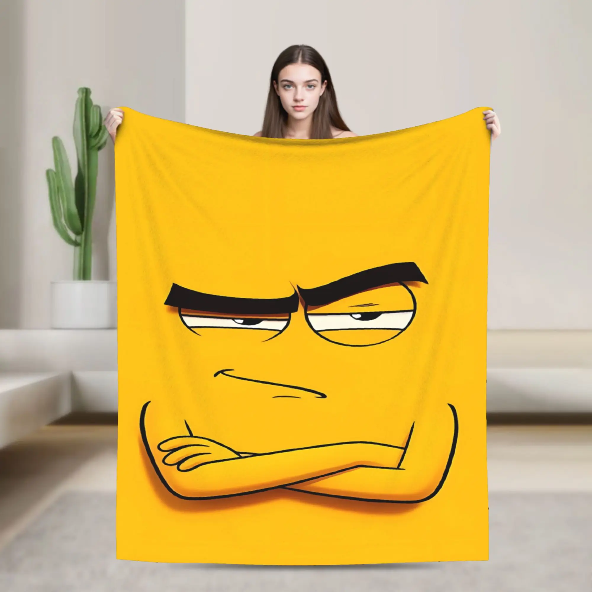Annoyed Thinking Face Plush Blanket Kids  Flannel Throw Blanket For Living Room Super Warm Custom DIY Bedspread Birthday Gift