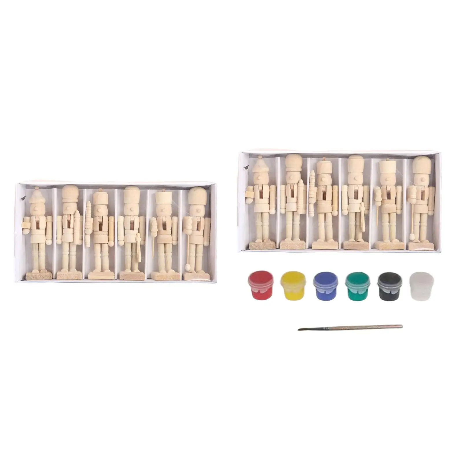 6x DIY Wooden Christmas Nutcrackers Paintable for Holiday Bedroom Office 6x DIY Wooden Christmas Nutcrackers Paintable for Holiday Bedroom Office