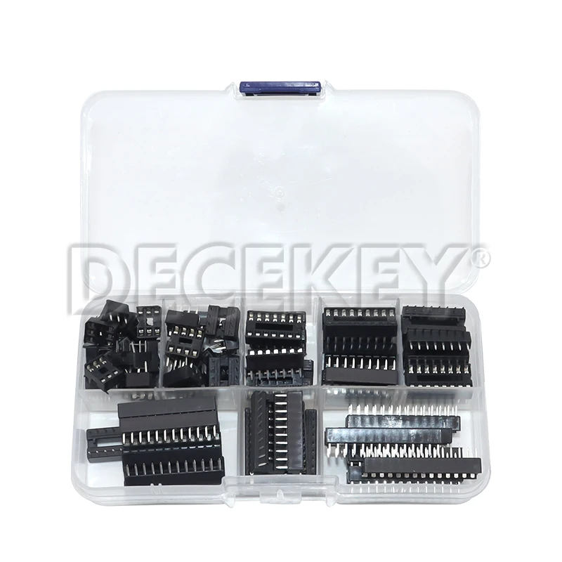 66PCS/Set DIP IC Sockets Adaptor Solder Type Kit 6,8,14,16,18,20,24,28 pins Integrated circuit IC Chip Socket