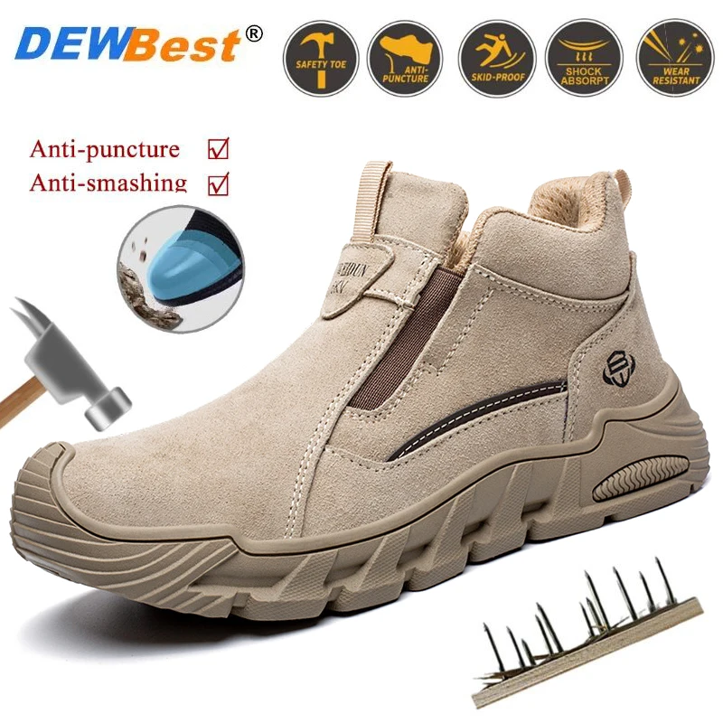 Men's Work Shoes: Steel-Toe, Impact-Resistant, Puncture-Resistant, Heat-Resistant, Insulated Leather Electrician's Shoes