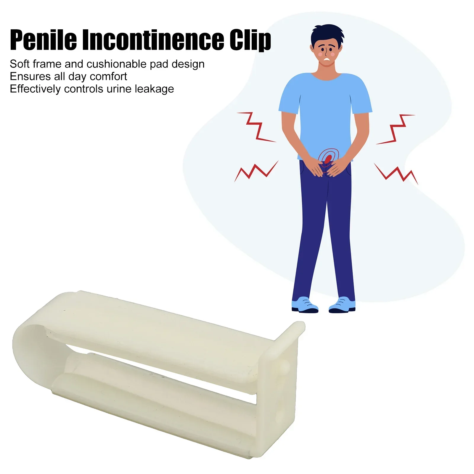 Male Silicone Urine Control Clamp, Adjustable Incontinence Clip Men Daily Care Accessory