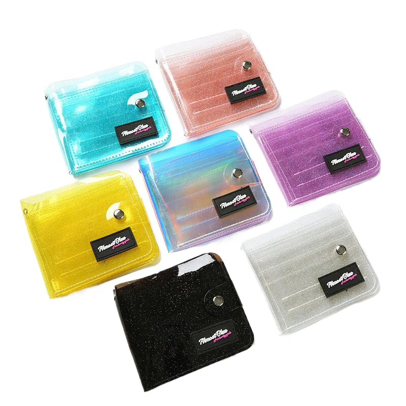 1PC Glitter Business ID Cards Pouch Purse PVC Transparent Card Photo Wallet Case For Women Girl Clear Credit Card Holder Bag