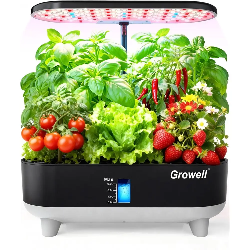 

16-Pod Hydroponic Indoor Garden System with 8L Reservoir, LED Grow Lights, Smart Water Circulation, and 3 Light Modes & 2 Timers