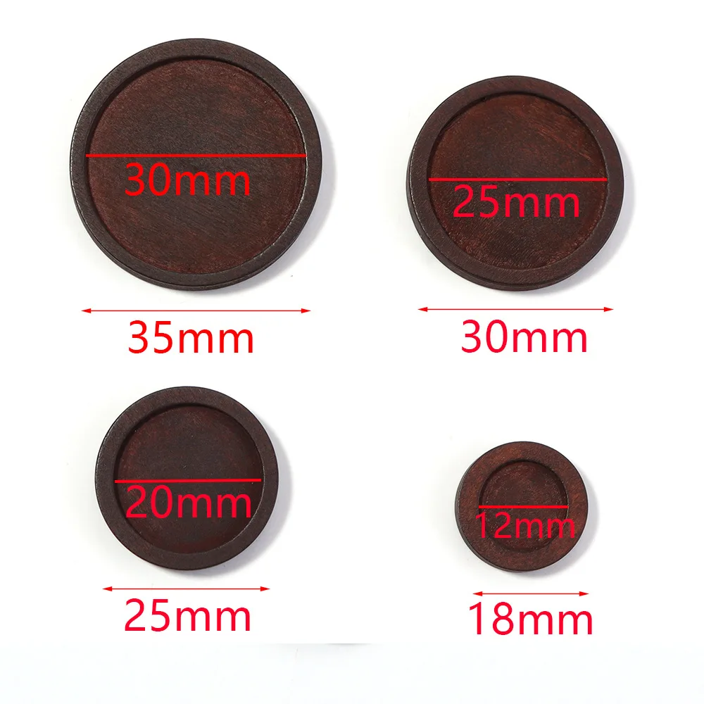 10Pcs Natural Wooden Cabochon Cameo Base Vintage Round Blank Setting Tray For Necklace Jewelry Making Findings Home Decoration