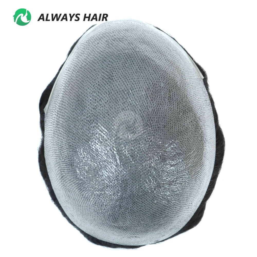 Invisible Hairline Hair System Unit for Men 0.03-0.04mm Super Thin Base Toupee Indian Human Hair Mens' Topper Wig